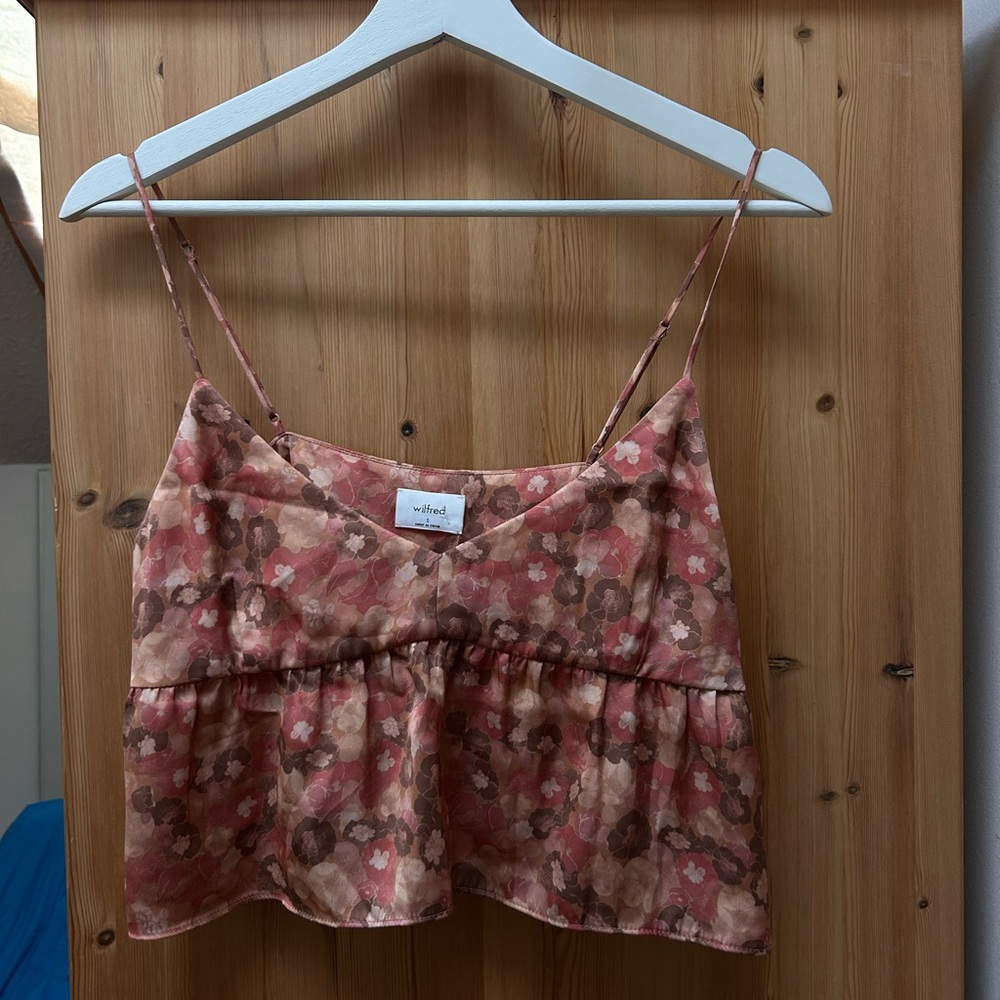 Wilfred Pink Floral Spaghetti Strap Peplum Camisole